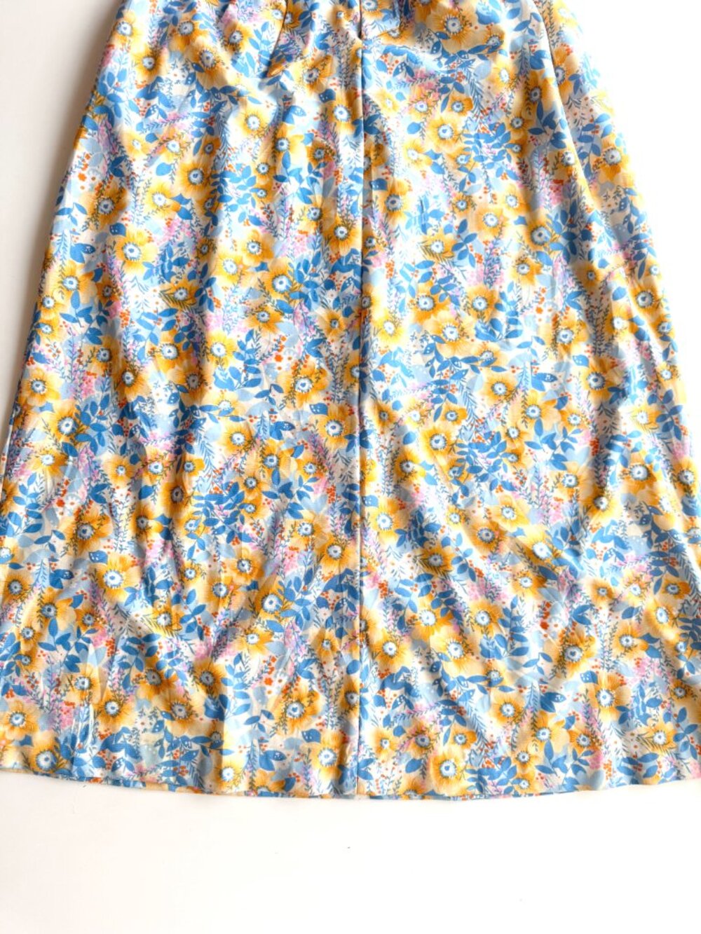 Vintage 70's CONRAD Retro Blue Orange Hippie Floral Belted Maxi Dress, Size L - Picture 8 of 11